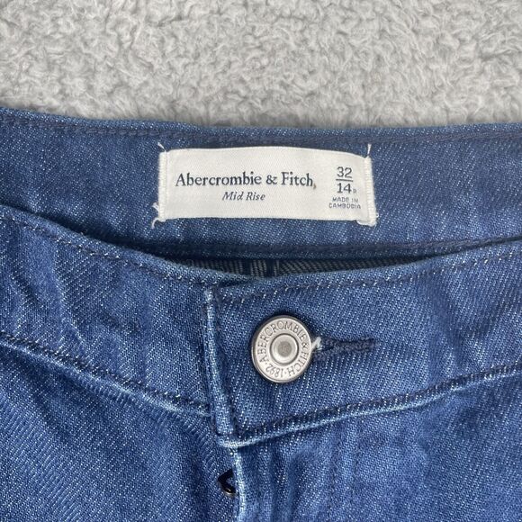 Abercrombie & Fitch Jeans Womens Size 32/14 Mid-Rise Curve Love Baggy DK Wash - Picture 3 of 10